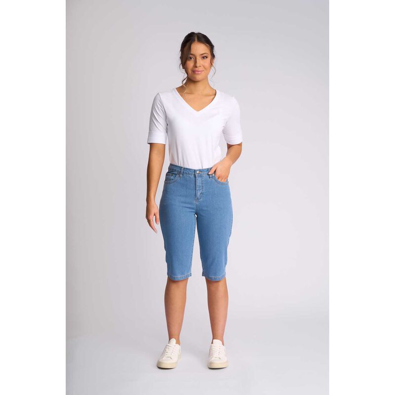 Vassalli Slim Leg Contrast Stitch Denim Short image number 7